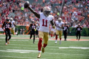 Marquise Goodwin playing for the San Francisco 49ers